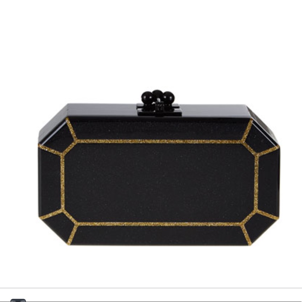 Edie Parker Fiona outlined faceted shimmer gem clutch
